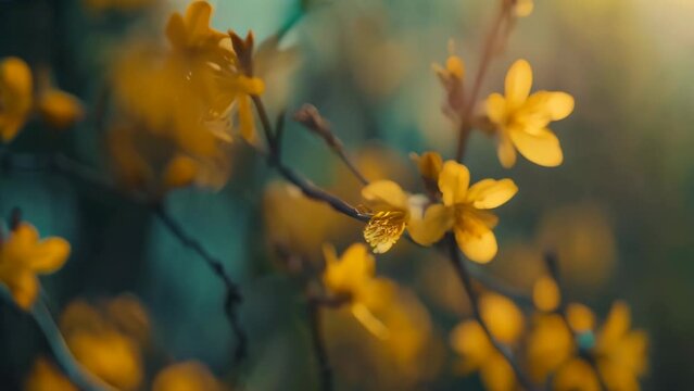 close up yellow flower. 4k video animation