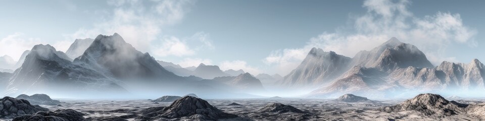 Natural panorama with abstract mountain formations. - Powered by Adobe