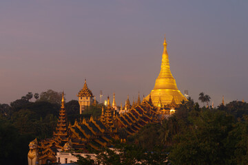 Shwedagon Pagoda, Burmese temples of Bagan City, unesco world heritage, Yangon, Myanmar or Burma....