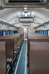 Fototapeta premium The atmosphere of an empty economy train carriage.