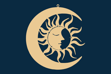 Laser Cut Sun and Moon Vector Cut File