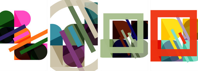 Square and round shape geometric poster set for wallpaper, business card, cover, poster, banner, brochure, header, website