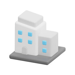 3d office icon vector. Isolated on white background. 3d building and architecture concept. Cartoon minimal style. 3d vector building icon render illustration.