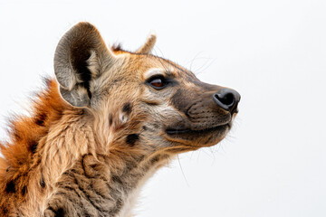 a hyena looking up at something in the sky