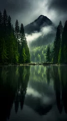 Cercles muraux Forêt dans le brouillard Serene Wilderness: A Mesmerizing Gaze into the Mystique of Nature's Solitude