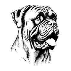 cane curso dog pet in line art cartoon outline illustration, isolated on transparent background