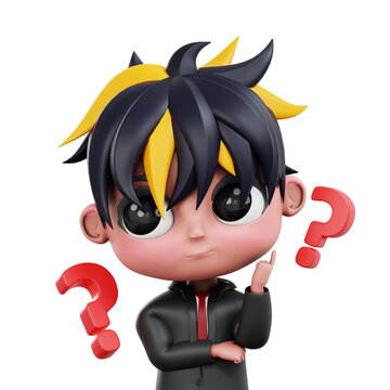 3d Cute Businessman is Thingking Something