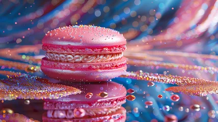 Fototapete Rund Close-up vibrant dot depiction of a gourmet macaron © INsprThDesign