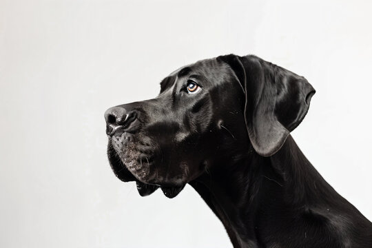 a black dog with a white background