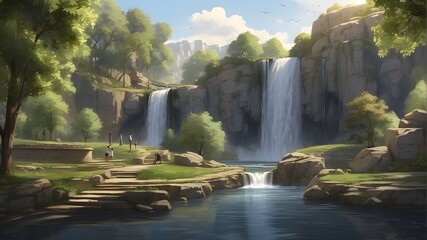 a park's waterfall