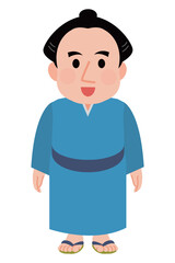 笑顔の着物のお相撲さん　イラスト