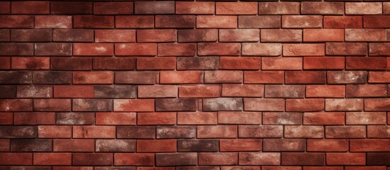 A detailed closeup of a rectangular red brick wall showcasing the intricate brickwork pattern,...