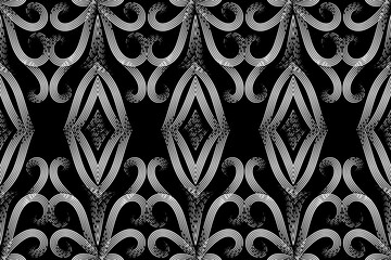 Seamless Black and white batik ethnic dayak borneo line art pattern for aesthetic background or garment textile