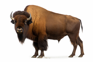 a bison standing on a white surface with a white background