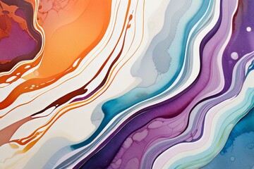 Obraz premium Closeup of abstract watercolor paint background texture with liquid fluid marbled paper texture banner texture. Generative AI (생성형 AI)