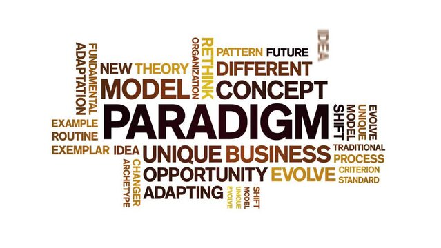 Paradigm animated word cloud;text design animation tag kinetic typography seamless loop.