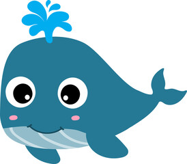 cute whale cartoon, sea animal