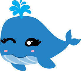 cute whale cartoon, sea animal