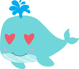 Fototapeta na wymiar cute whale cartoon, sea animal