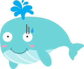 cute whale cartoon, sea animal