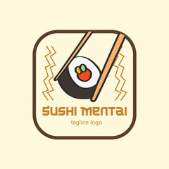 Vector japanese sushi food restaurant logos design 