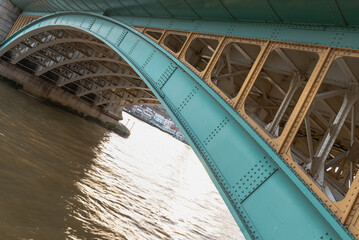 Detail of Structure and Girders supporting Southwark Bridge Over The River Thames in London. The...