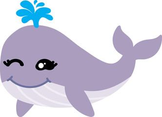 cute whale cartoon, sea animal