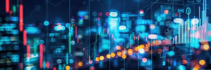 Fototapeta premium Vibrant abstract financial data cyber concept - Vibrant hues and abstract patterns symbolize financial data and futuristic cyber concepts in this image