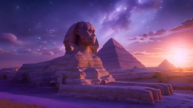 4K HD video clips The Great Sphinx is a giant 4,500-year-old limestone statue situated near the Great Pyramid.The Sphinx is a mythical creature with the head of a lion.