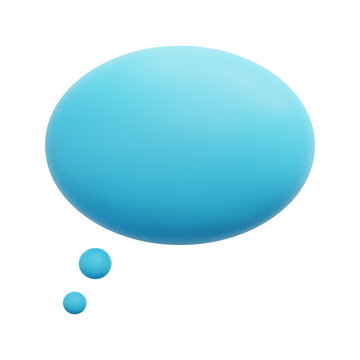 3d vector blue cloud think bubble icon. Isolated on white background. 3d social media communication concept. Cartoon minimal style. 3d blue chat icon vector render illustration.