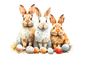 Spring Serenade: Watercolor Bunnies Among Easter Eggs