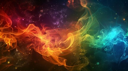abstract colorful smoke on a black background, fractal for background