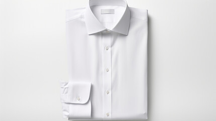 A  folded white collar shirt over white background 