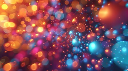 Naklejka premium Step into a colorful dreamscape, where vibrant shapes, lights, and bursts create a dreamlike atmosphere.