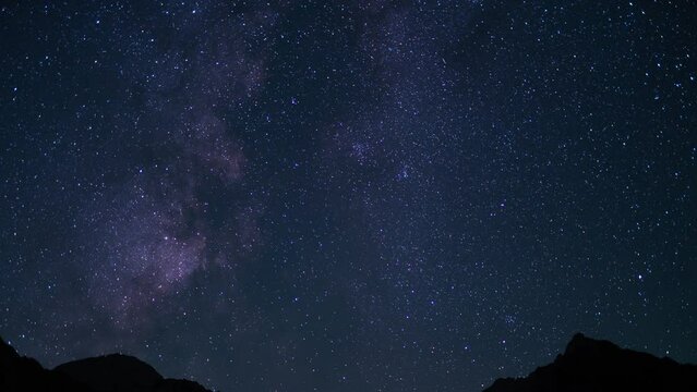 Delta Aquarids Meteor Shower and Milky Way Galaxy 50mm Southwest West Sky Above Mt Whitney Peaks Purple Sierra Nevada California USA