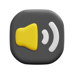 Fototapeta premium 3d vector volume button icon. Isolated on white background. 3d user interface and interface ui symbol concept. Cartoon minimal style. 3d ui button icon vector render illustration.