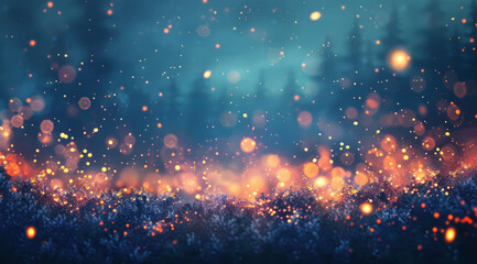 Twinkling bokeh lights with a mystical feel in a natural setting,ai generated