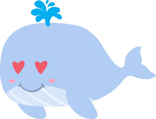 cute whale cartoon, sea, animal