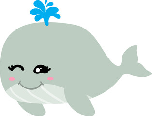 cute whale cartoon, sea animal