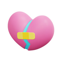 3d vector fixing heart icon. Isolated on white background. 3d heart, love and valentine  concept. Cartoon minimal style. 3d heart icon vector render illustration.