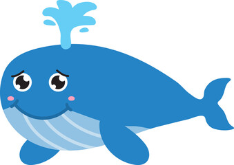 cute whale cartoon, sea animal