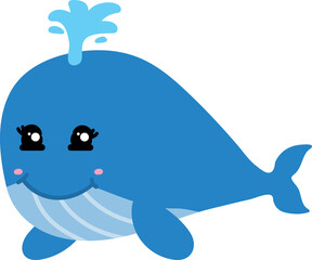 cute whale cartoon, sea, animal