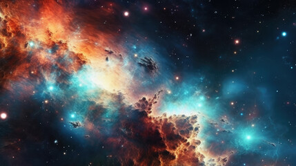 Obraz premium Galaxies Adorned with Bright Stars and Orbiting Planets
