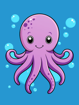 octopus cute water background