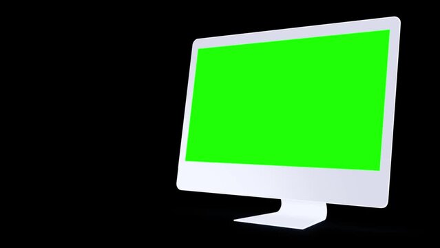 HD animation of moving Desktop mockups..Green background for chroma key on the smartphone screen. used for commercials and app presentations