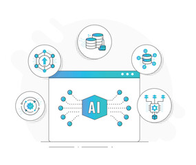 Optimize Your AI App Workflow. Efficient AI App Development Icons. Model Training, Data Collection, Data Cleaning, and Beyond. Editable Stroke and Colors.