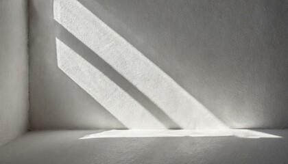 white wall with light and shadow, Natural light flares on white wall texture background. White stucco wall surface background with diagonal light beam and shadows lines and silhouettes for backgrounds