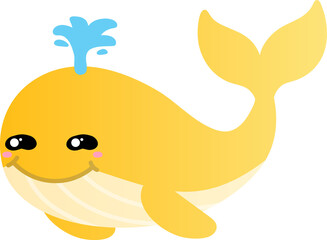 cute whale cartoon, sea animal