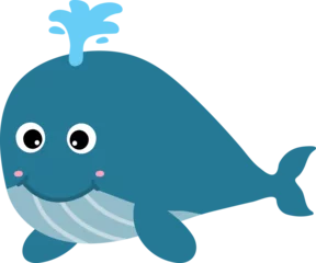 Rolgordijnen cute whale cartoon, sea animal © titima157