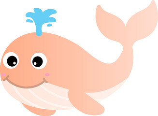 cute whale cartoon, sea animal